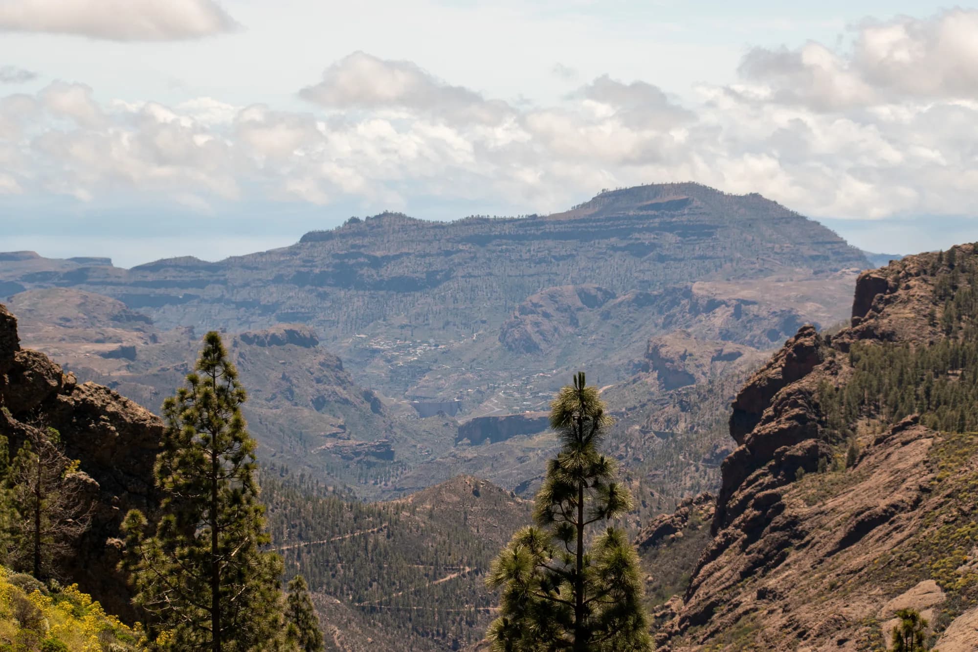 Wooded mountain ridges in Gran Canaria